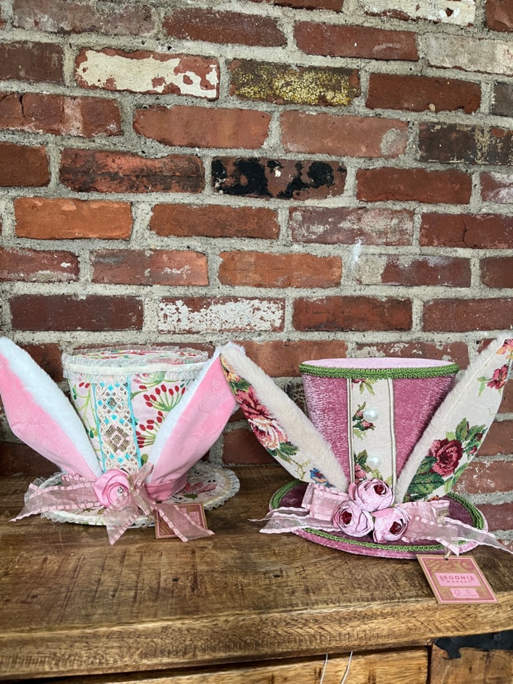 Decorative Pink Floral Bunny Ear Top Hat - Home Party Supplies